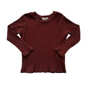 Sew Sweet Clothing Rust Ribbed Knit Long Sleeve Tee Size 6